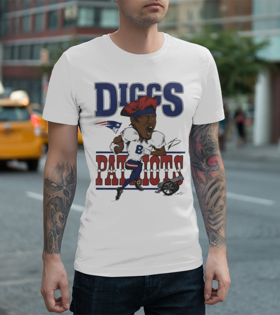 New England Patriots Diggs Signature Football Art T-Shirt