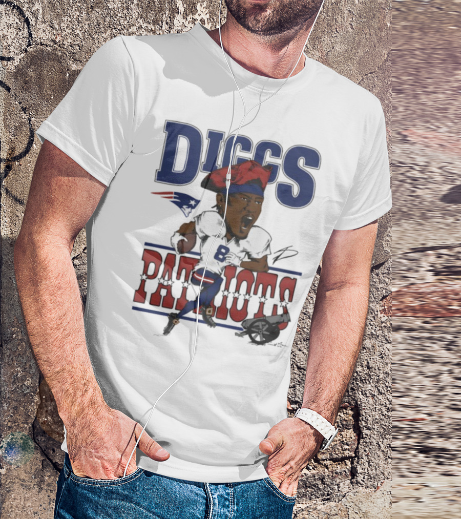 New England Patriots Diggs Signature Football Art T-Shirt