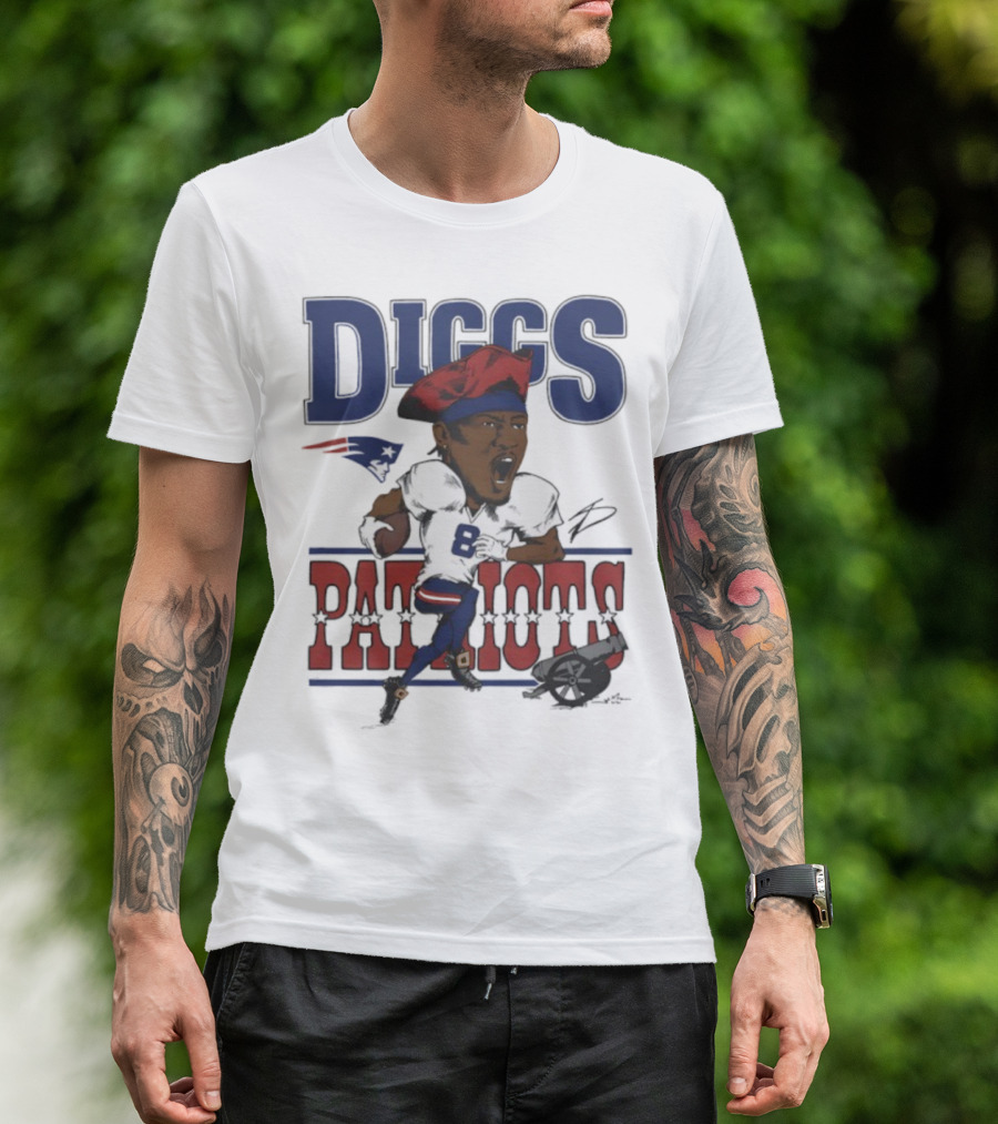 New England Patriots Diggs Signature Football Art T-Shirt