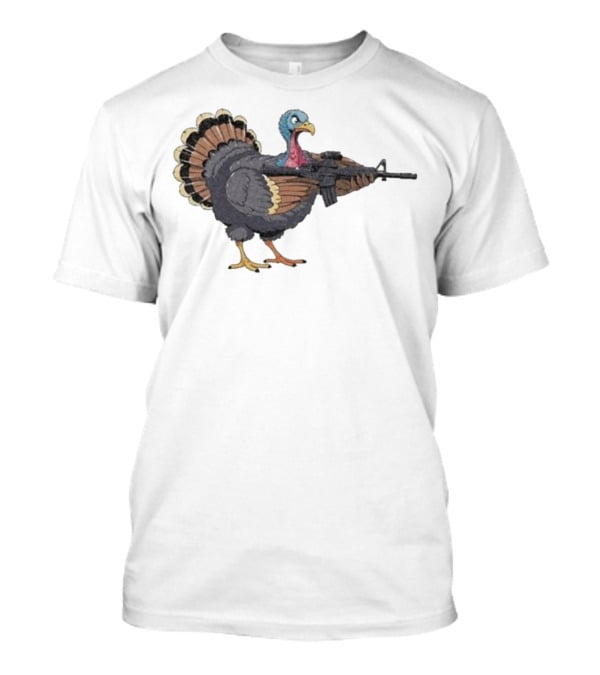 Triggered Turkey With Rifle Weapon T-Shirt