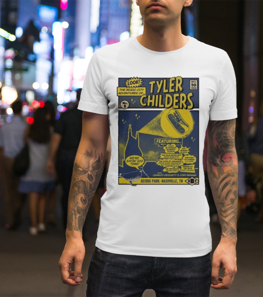 The Music City Adventures Of Tyler Childers Geodis Park Nashville TN October 10 2025 Featuring Charley Crockett Cory Branan T-Shirt