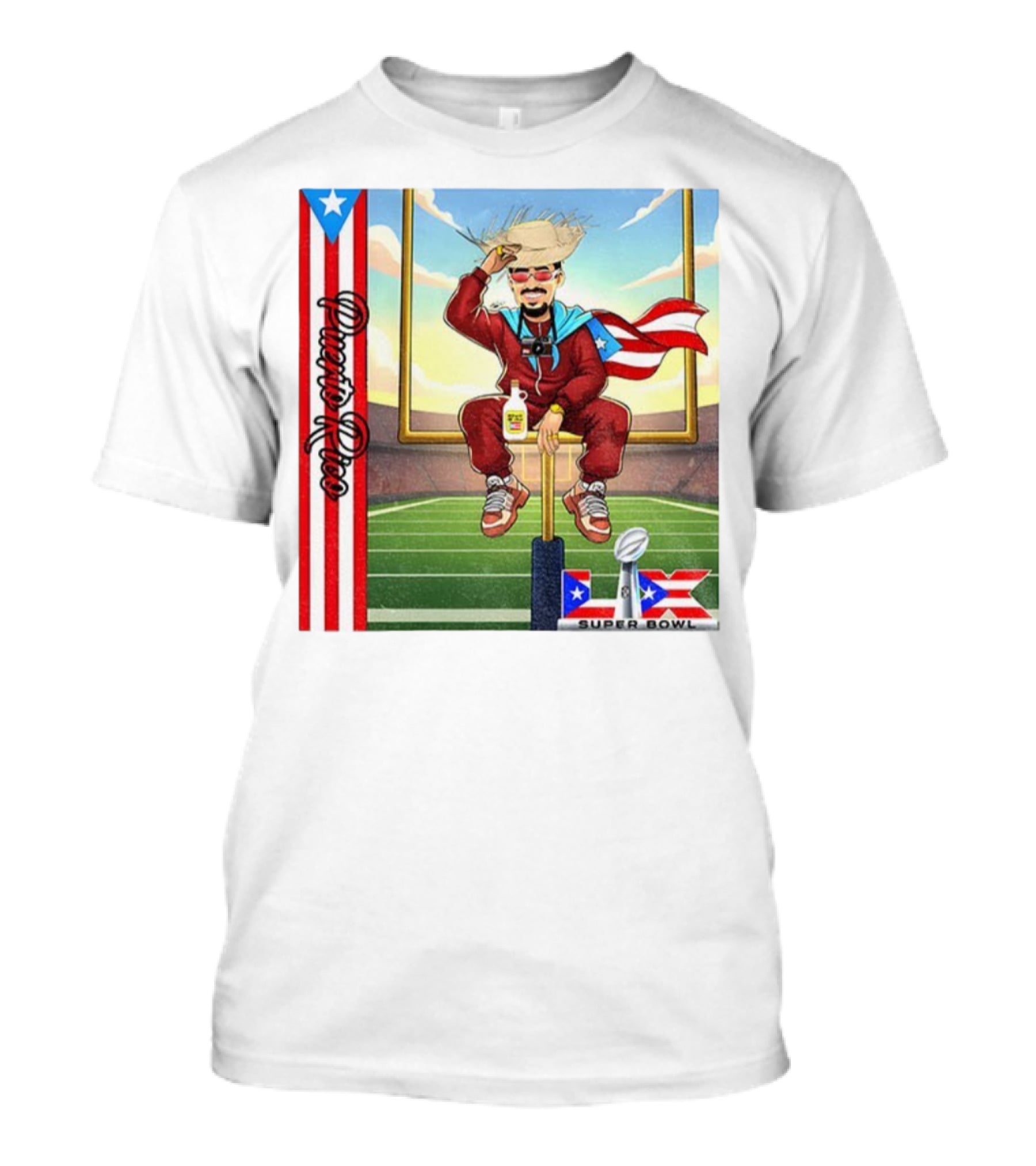 Bad Bunny Boricua Pride NFL Super Bowl LIX Football T-Shirt
