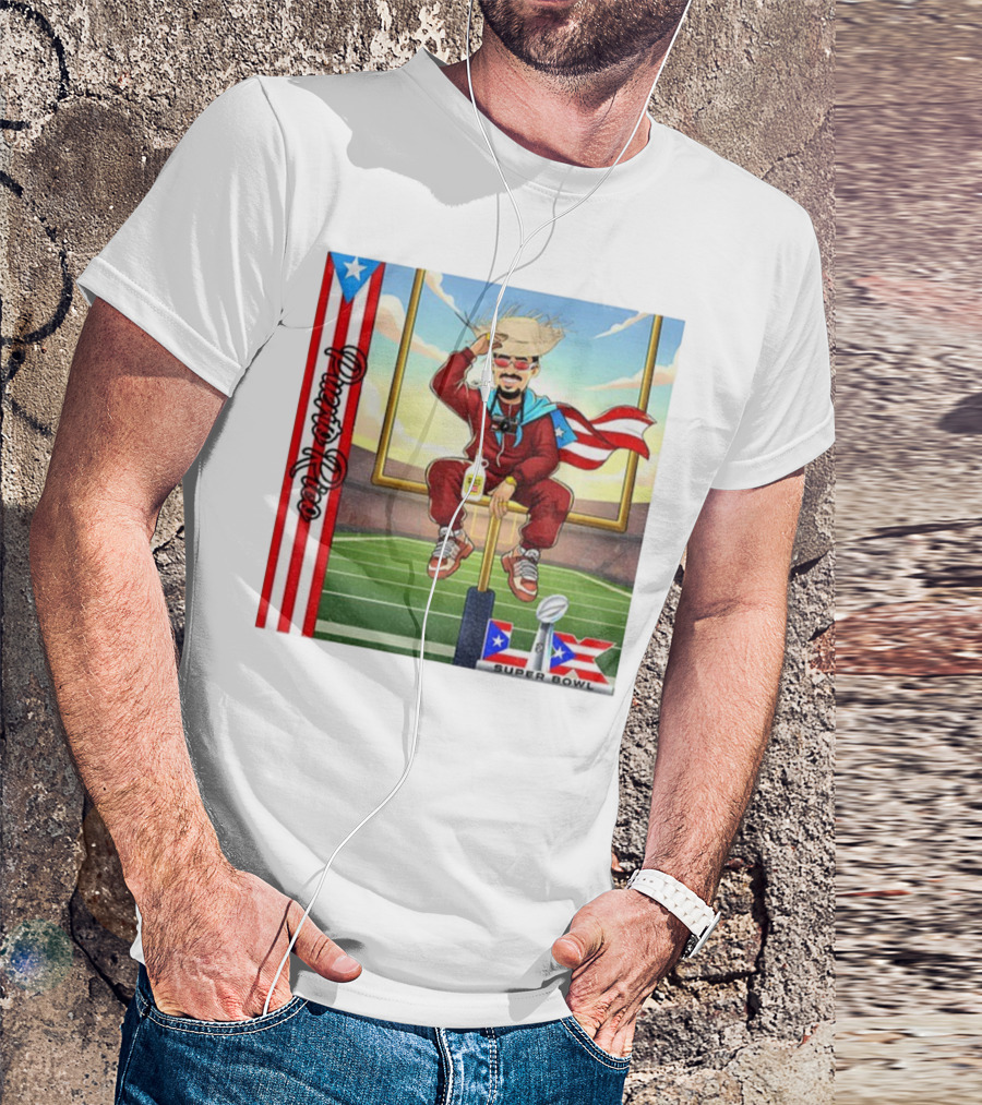 Bad Bunny Boricua Pride NFL Super Bowl LIX Football T-Shirt