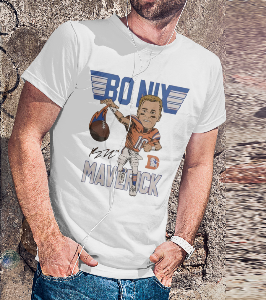 Bo Nix Maverick Broncos Signature Football Player Illustration T-Shirt