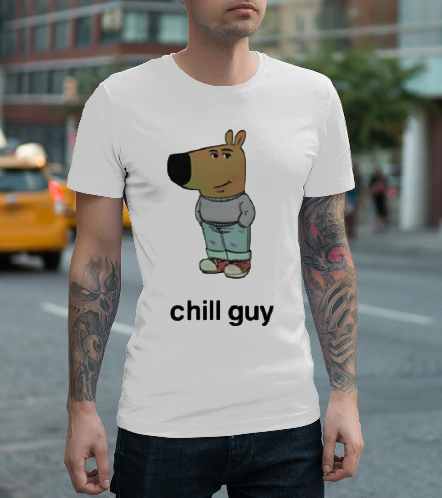 Chill Guy Cartoon Character Casual Style T-Shirt