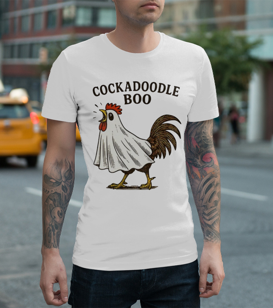 Cockadoodle Boo Ghost Rooster Halloween 2025 T-Shirt