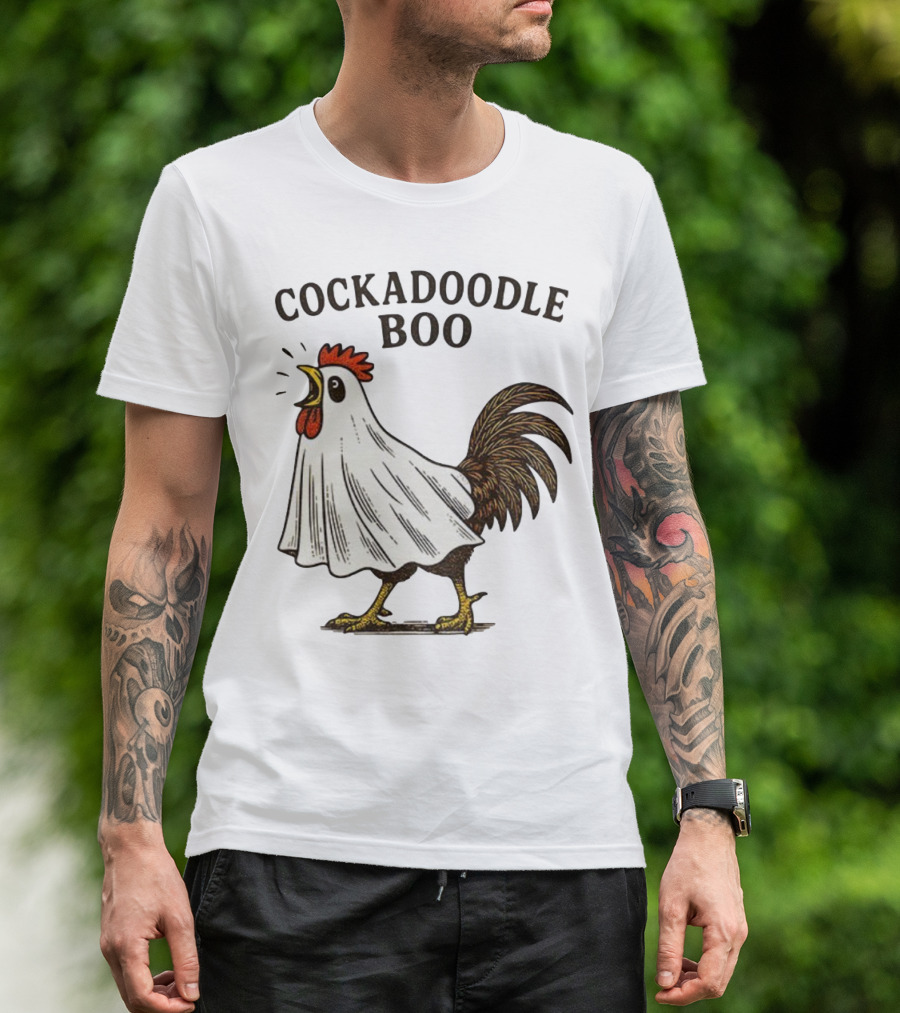 Cockadoodle Boo Ghost Rooster Halloween 2025 T-Shirt