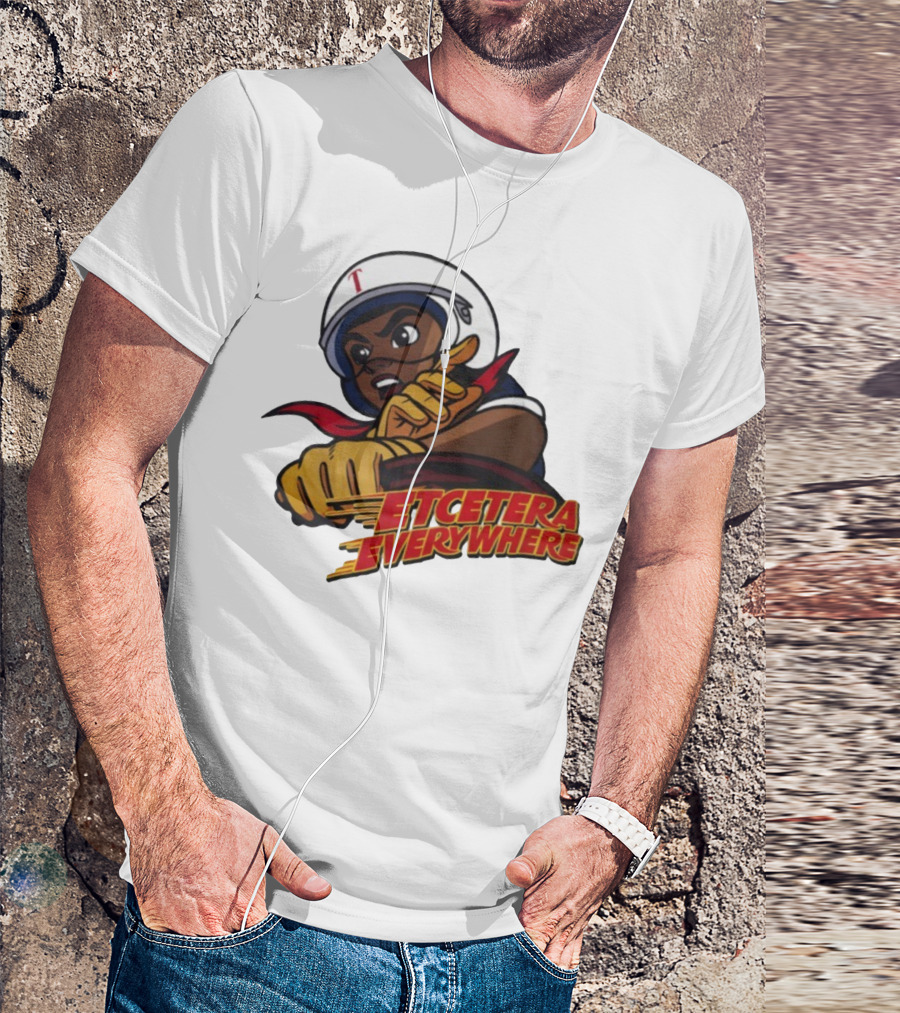 Etcetera Everywhere Racing Style Graphic With Determined Character T-Shirt