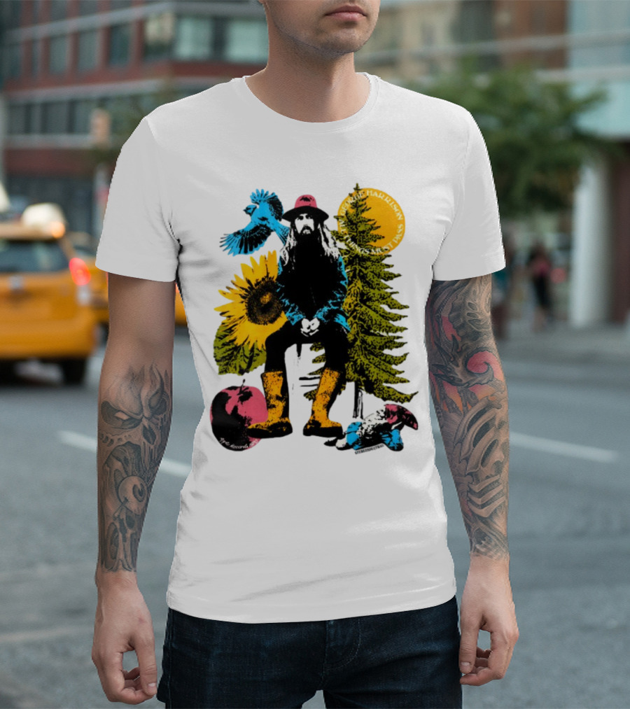 All Things Must Pass George Harrison Sunflower Tree Bird Apple T-Shirt