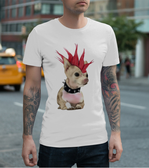Alt Pup Punk Chihuahua Mohawk Spiked Collar T-Shirt