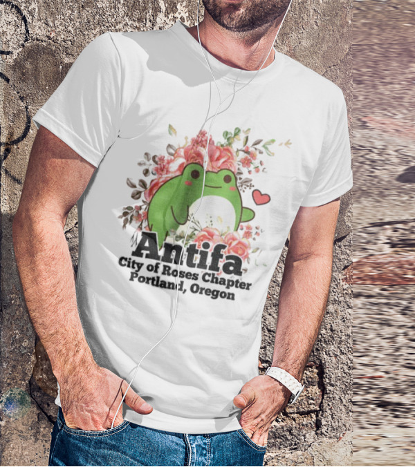 Antifa City Of Roses Chapter Portland Oregon Frog Protest Symbol T-Shirt