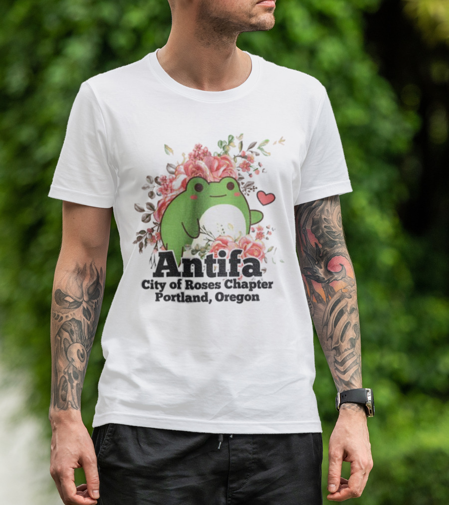 Antifa City Of Roses Chapter Portland Oregon Frog Protest Symbol T-Shirt