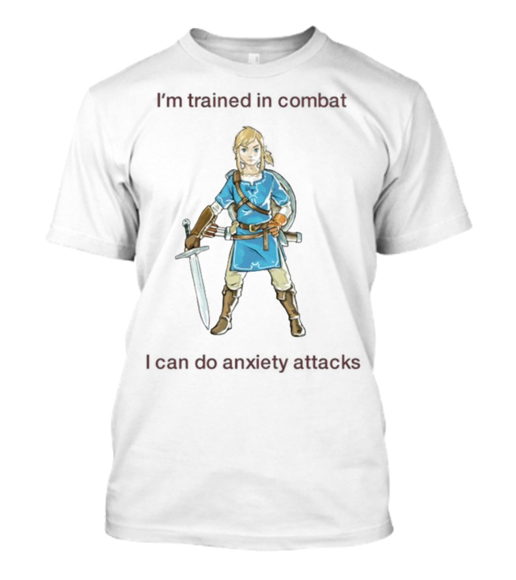 I'm Trained In Combat I Can Do Anxiety Attacks Hero With Sword T-Shirt