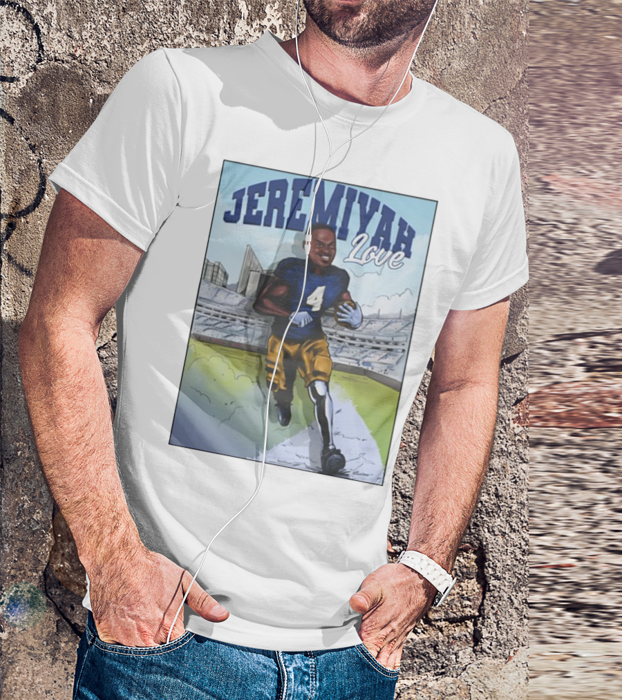 Jeremiyah Love Running In Stadium Number 4 T-Shirt