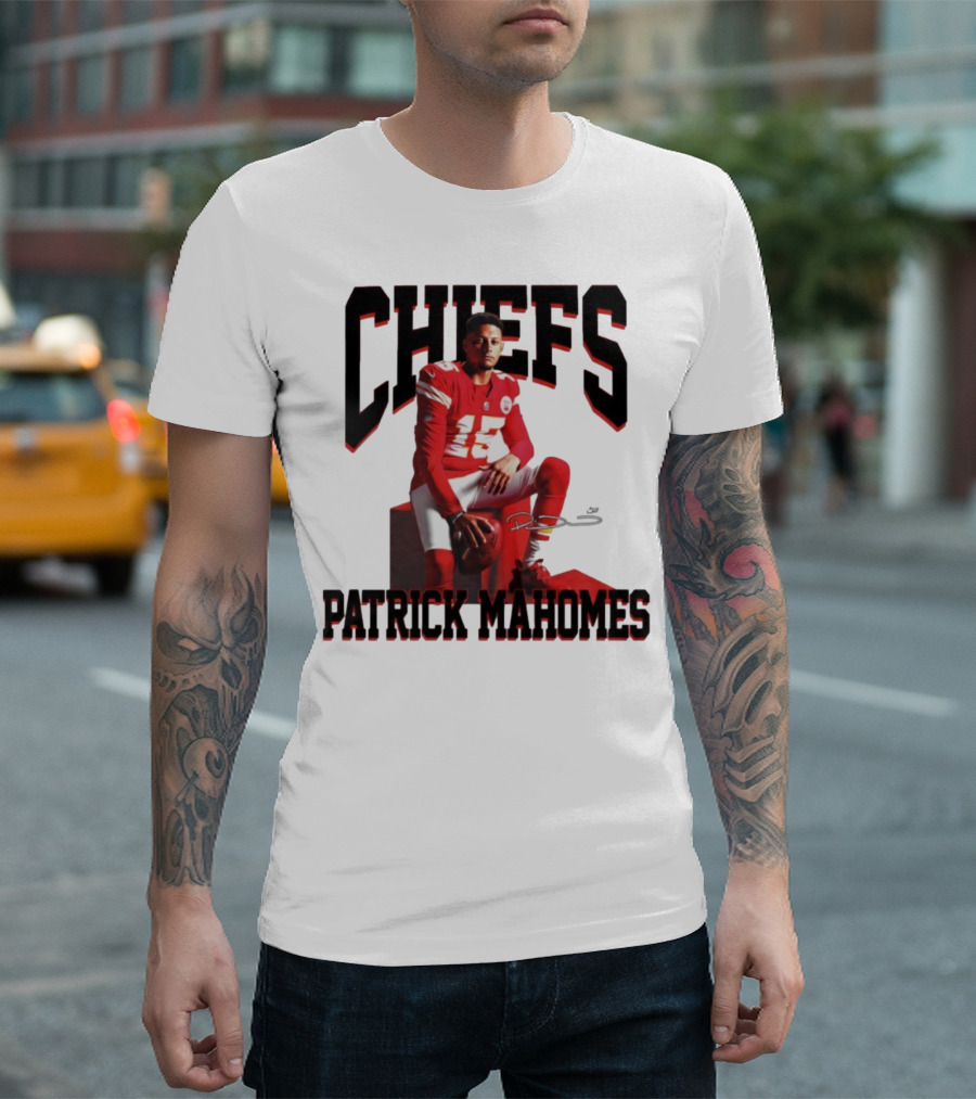 Patrick Mahomes Chiefs Signature Football Number 15 Kansas City T-Shirt