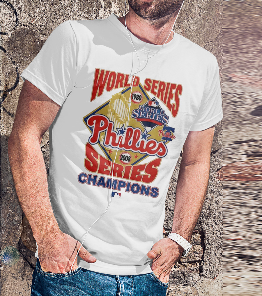 Philadelphia Phillies 1980 2008 World Series Champions Logo MLB T-Shirt