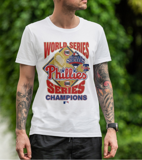 Philadelphia Phillies 1980 2008 World Series Champions Logo MLB T-Shirt