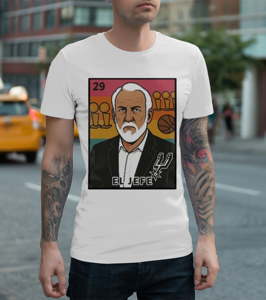 Porvida Popovich El Jefe San Antonio Spurs 29 Trophy T-Shirt