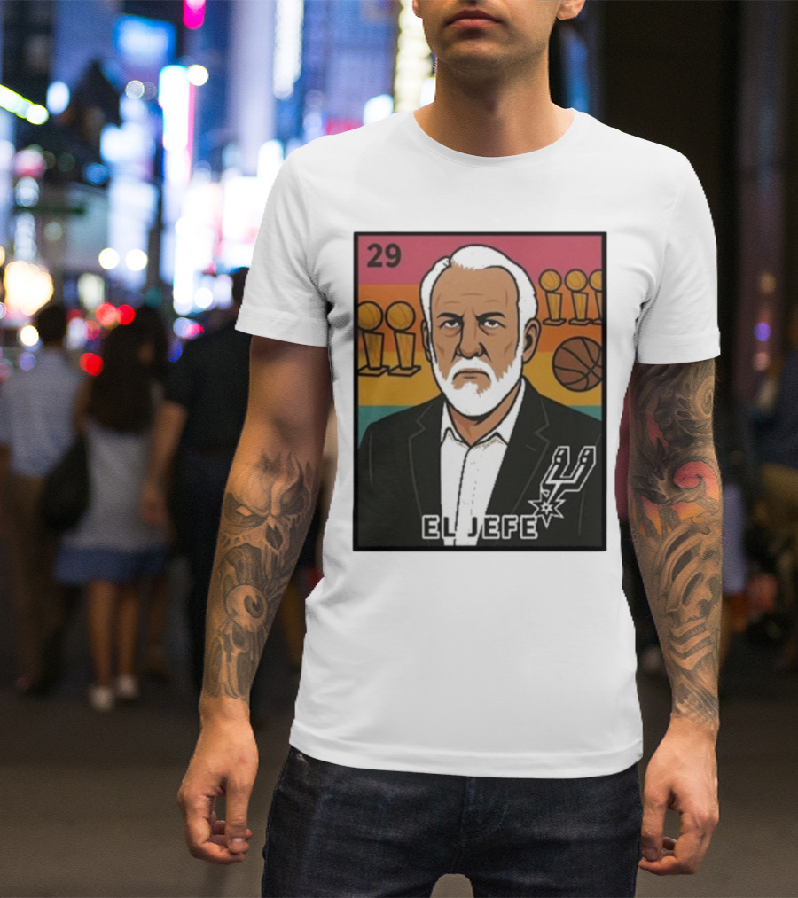 Porvida Popovich El Jefe San Antonio Spurs 29 Trophy T-Shirt