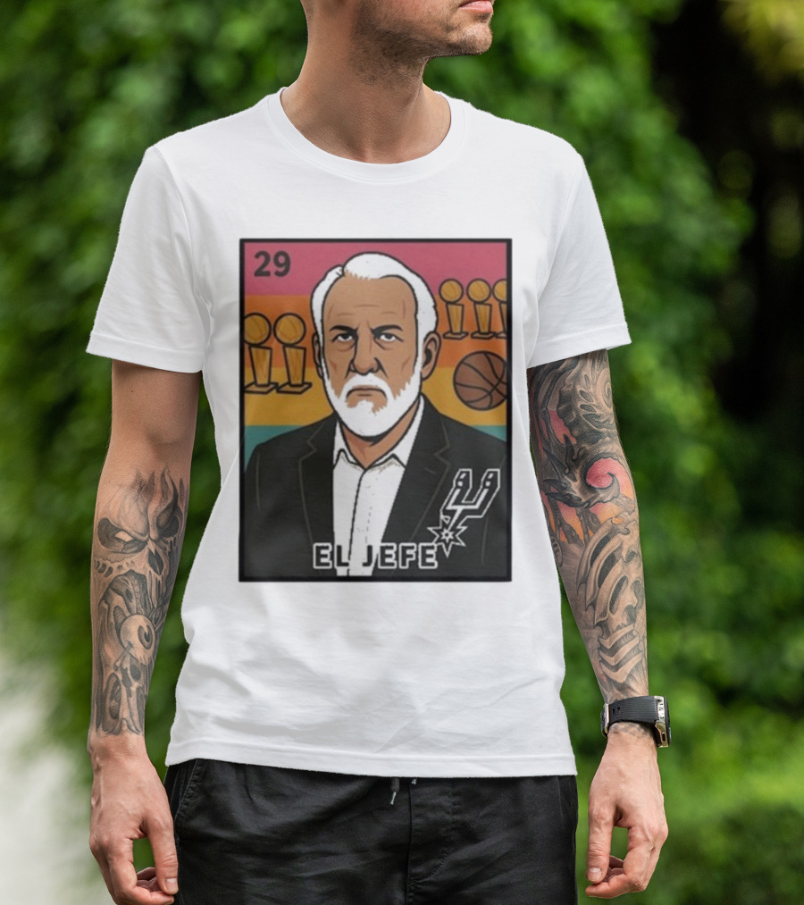 Porvida Popovich El Jefe San Antonio Spurs 29 Trophy T-Shirt