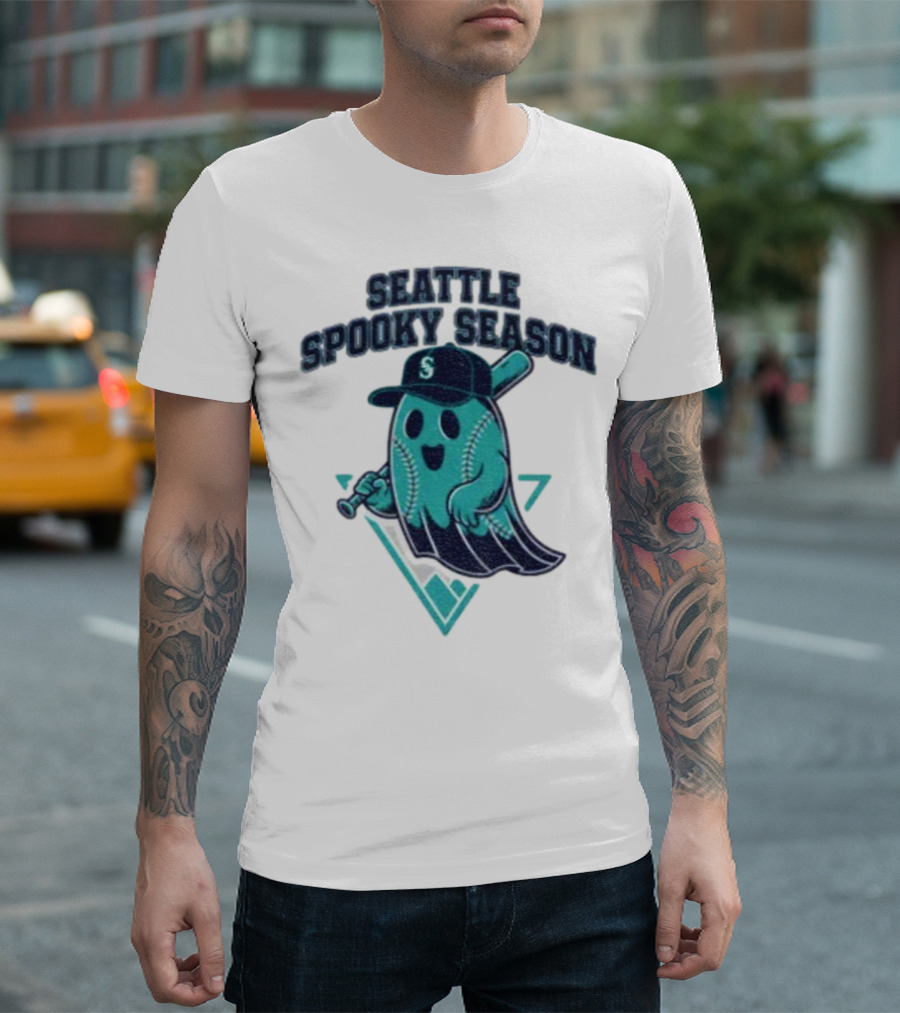 Seattle Mariners Spooky Season Ghost Halloween Baseball T-Shirt