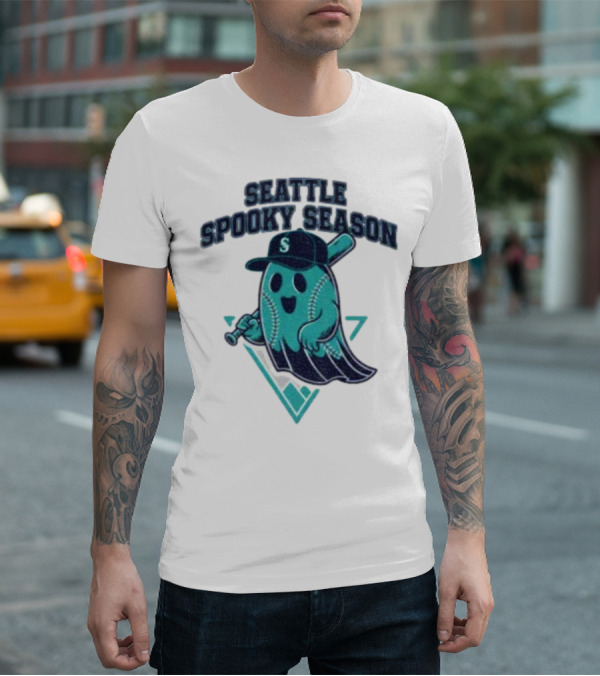 Seattle Mariners Spooky Season Ghost Halloween Baseball T-Shirt