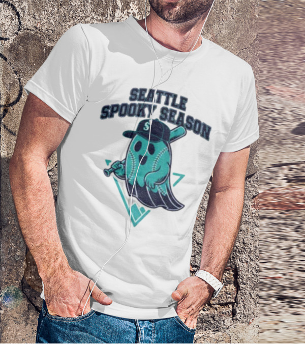 Seattle Mariners Spooky Season Ghost Halloween Baseball T-Shirt