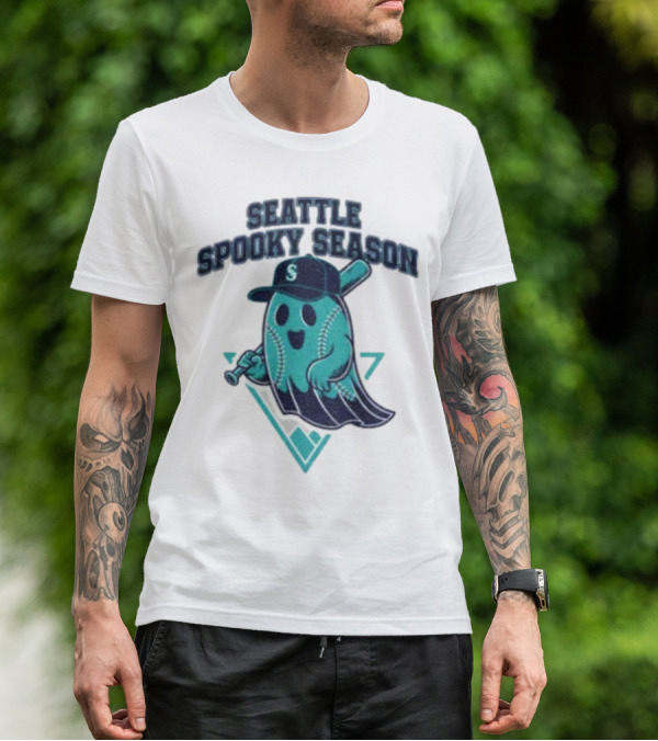 Seattle Mariners Spooky Season Ghost Halloween Baseball T-Shirt