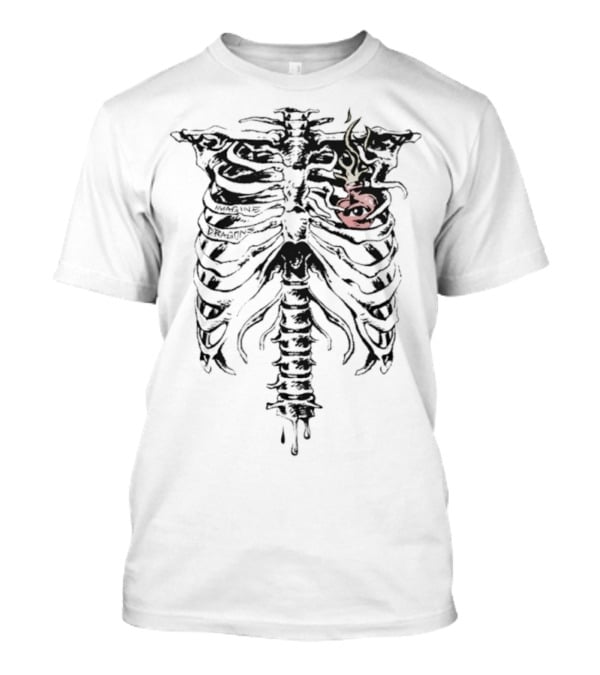 Feel It In My Bones Skeleton Ribcage Flaming Heart T-Shirt