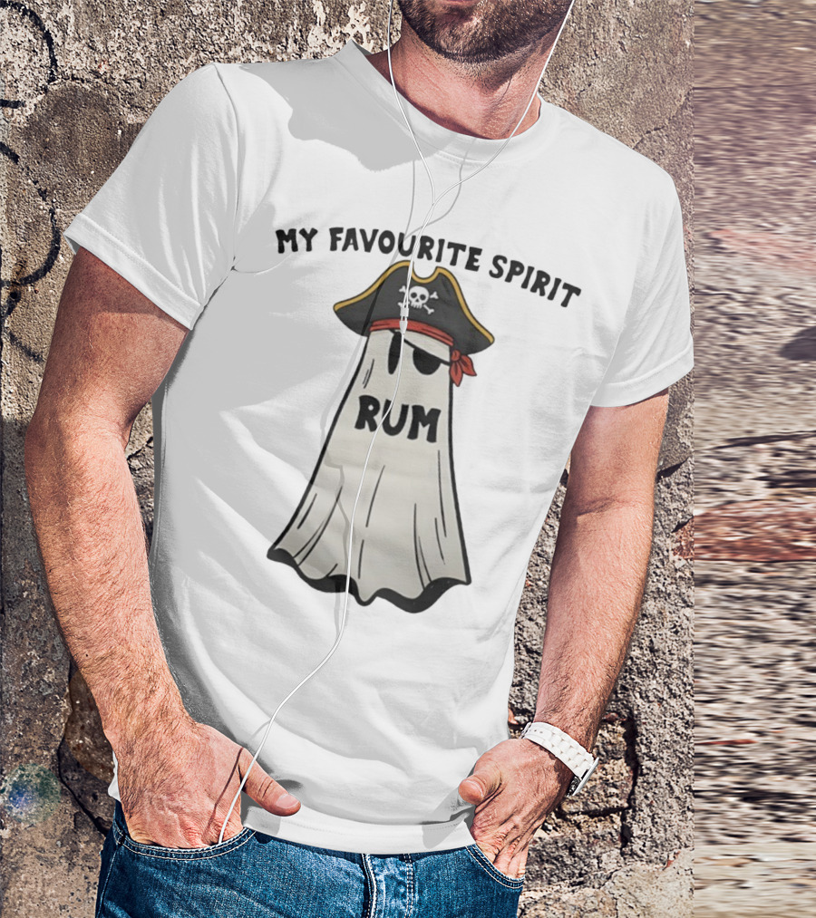 My Favourite Spirit Rum Pirate Ghost Funny Halloween Costume T-Shirt