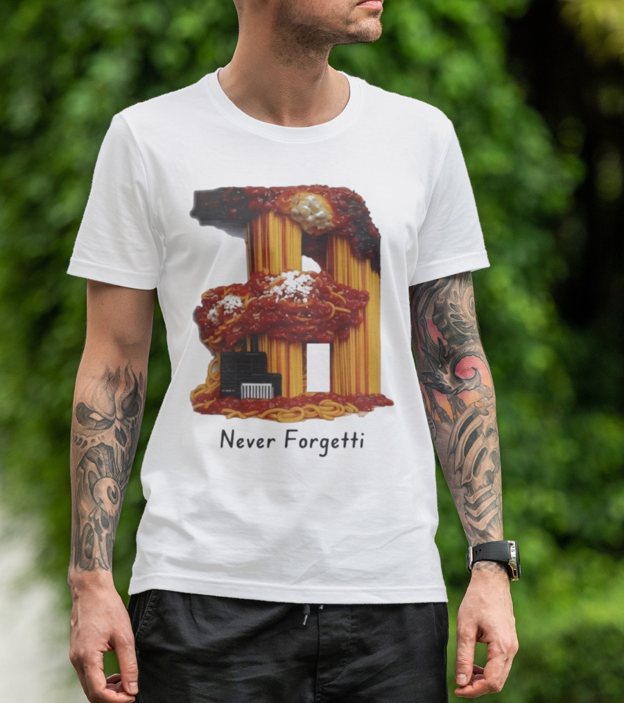 Never Forgetti Spaghetti 9/11 Memory Loss Awareness T-Shirt