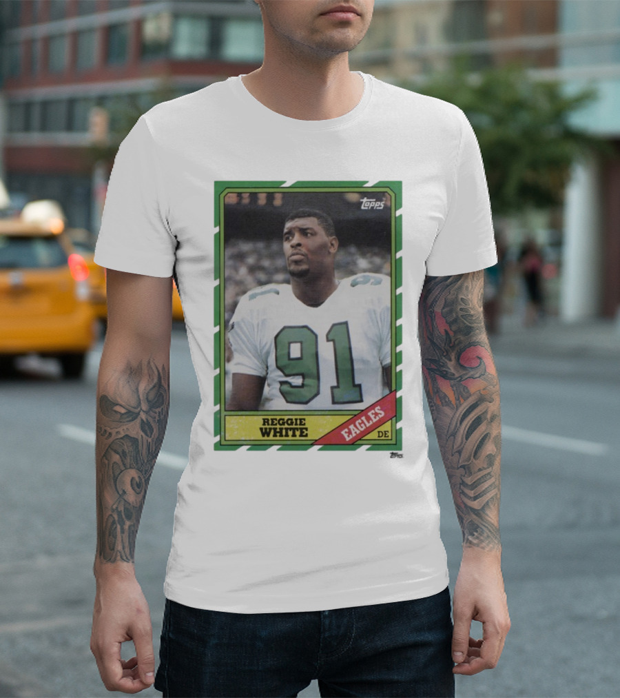 Topps Reggie White 91 Philadelphia Eagles DE Trading Card T-Shirt