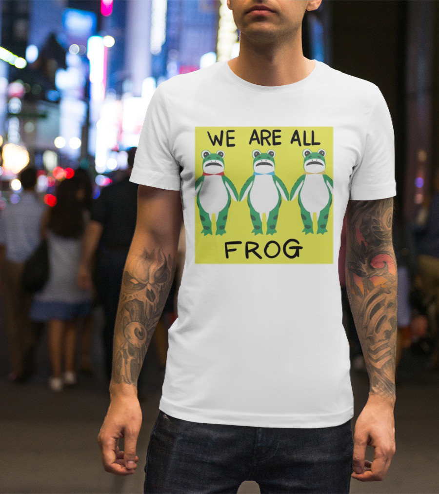 Portland Frog We Are All Frog Trio Colorful Cartoon Style T-Shirt