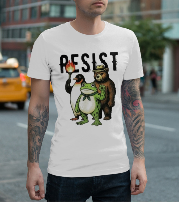 Resist Portland Frog Penguin Bear Abolish Ice T-Shirt
