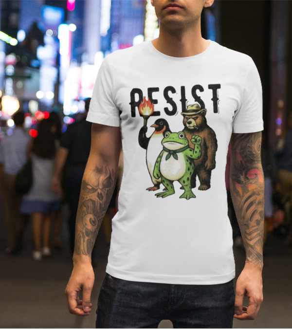 Resist Portland Frog Penguin Bear Abolish Ice T-Shirt