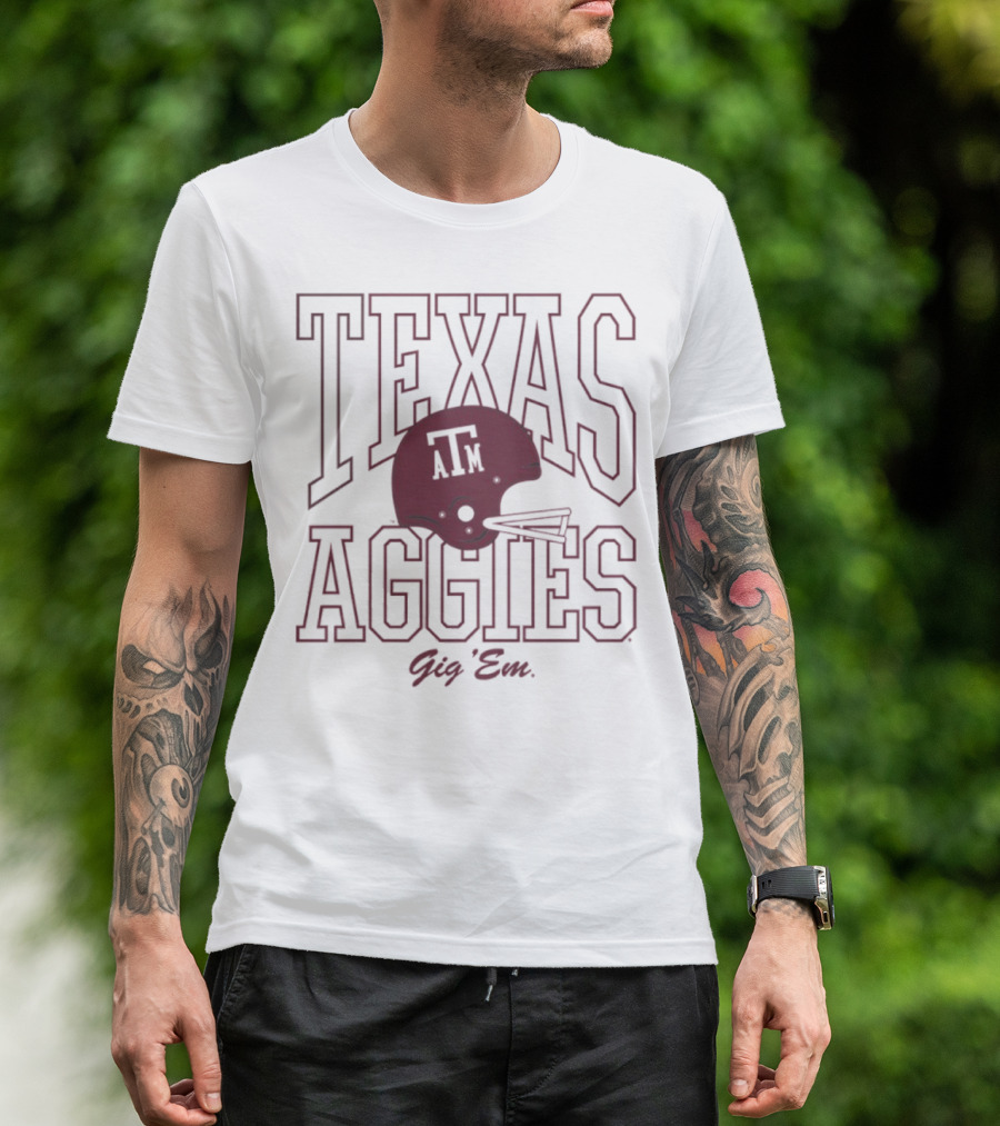 Texas A&M Aggies Gig 'Em 1975 Football Helmet A&M T-Shirt