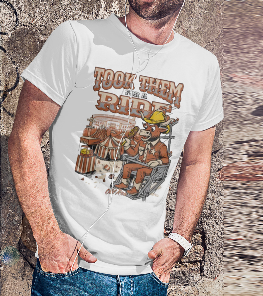 Texas Longhorns Took Them For A Ride Comic Mascot And Carnival Scene T-Shirt