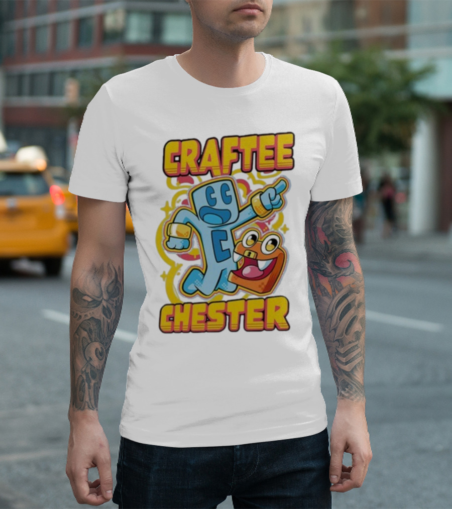 Craftee Chester Cartoon Characters Adventure T-Shirt