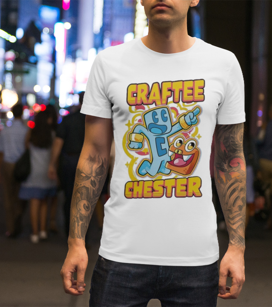 Craftee Chester Cartoon Characters Adventure T-Shirt