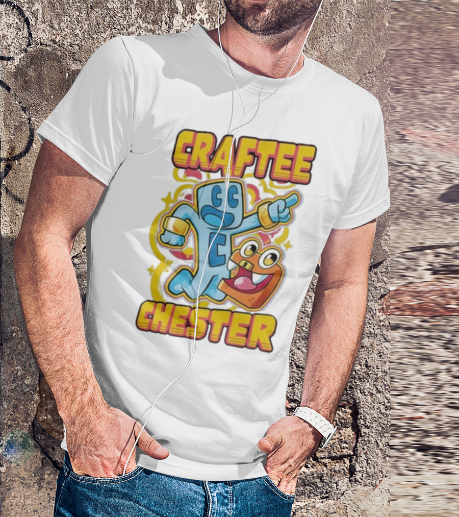 Craftee Chester Cartoon Characters Adventure T-Shirt