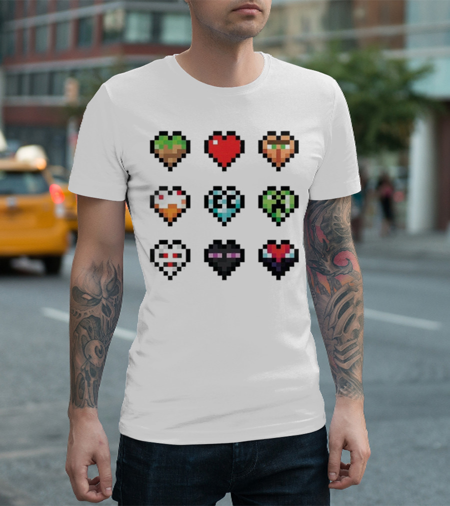 Pixelated Craftee’s Hearts Icons Collection T-Shirt