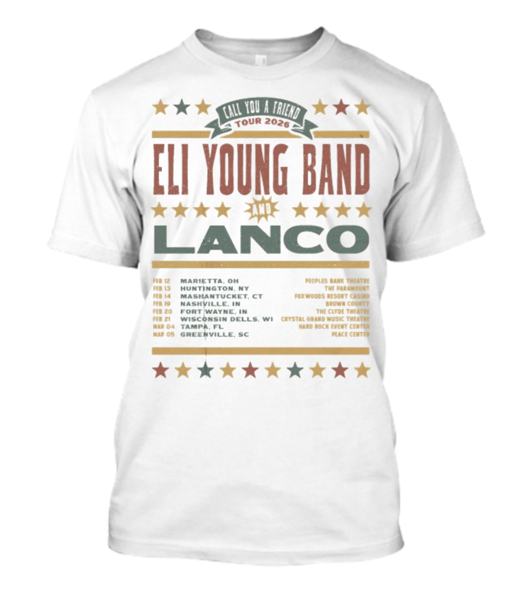 Eli Young Band Tour 2026 Lanco With Special Guest Locations T-Shirt