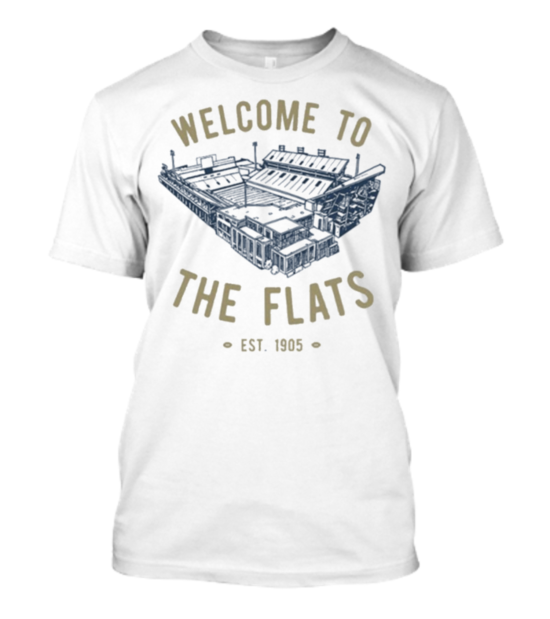 Georgia Tech Yellow Jackets Welcome To The Flats Est 1905 Stadium Blueprint T-Shirt