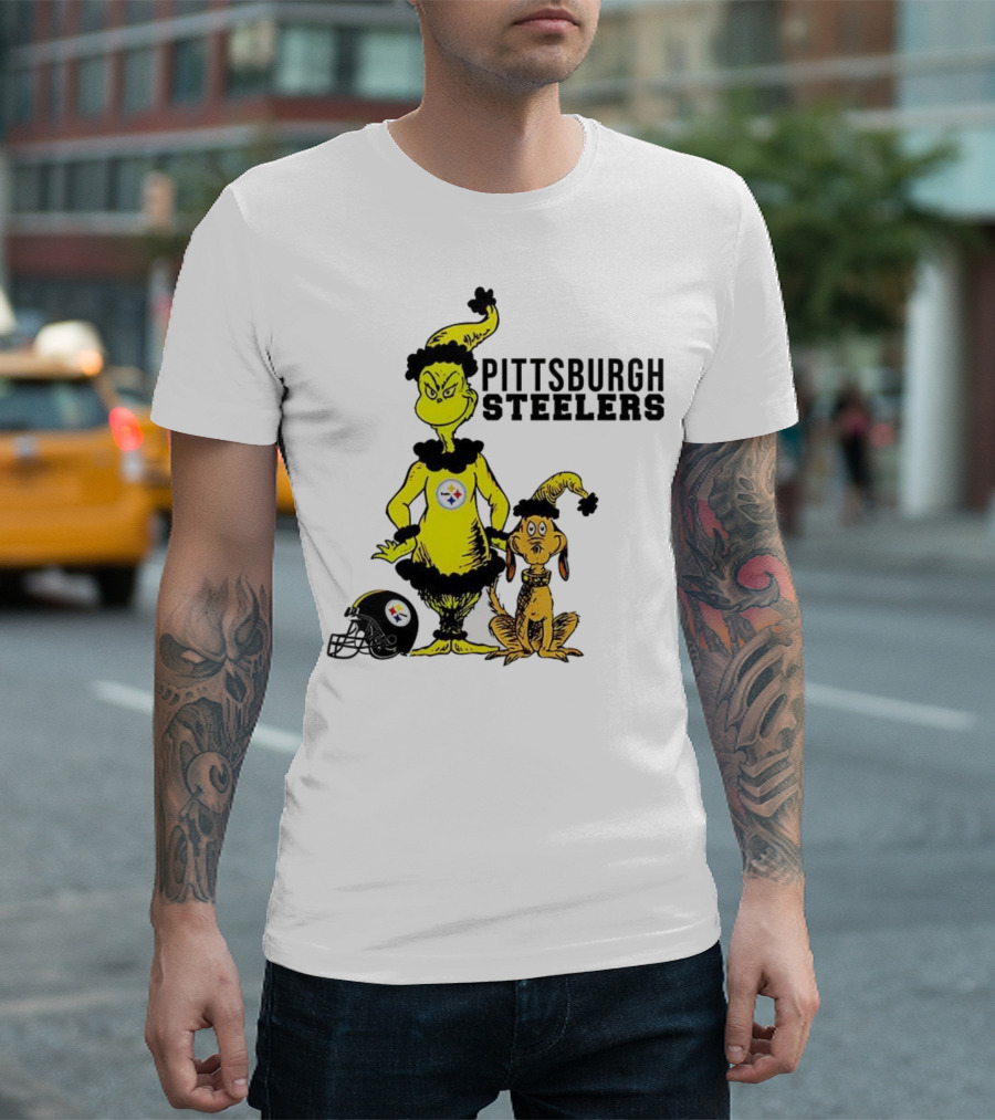 Grinch Max Pittsburgh Steelers Football Christmas Collaboration T-Shirt