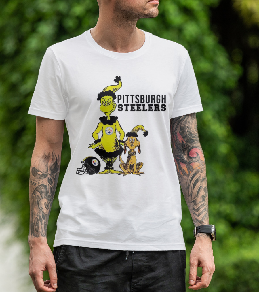 Grinch Max Pittsburgh Steelers Football Christmas Collaboration T-Shirt