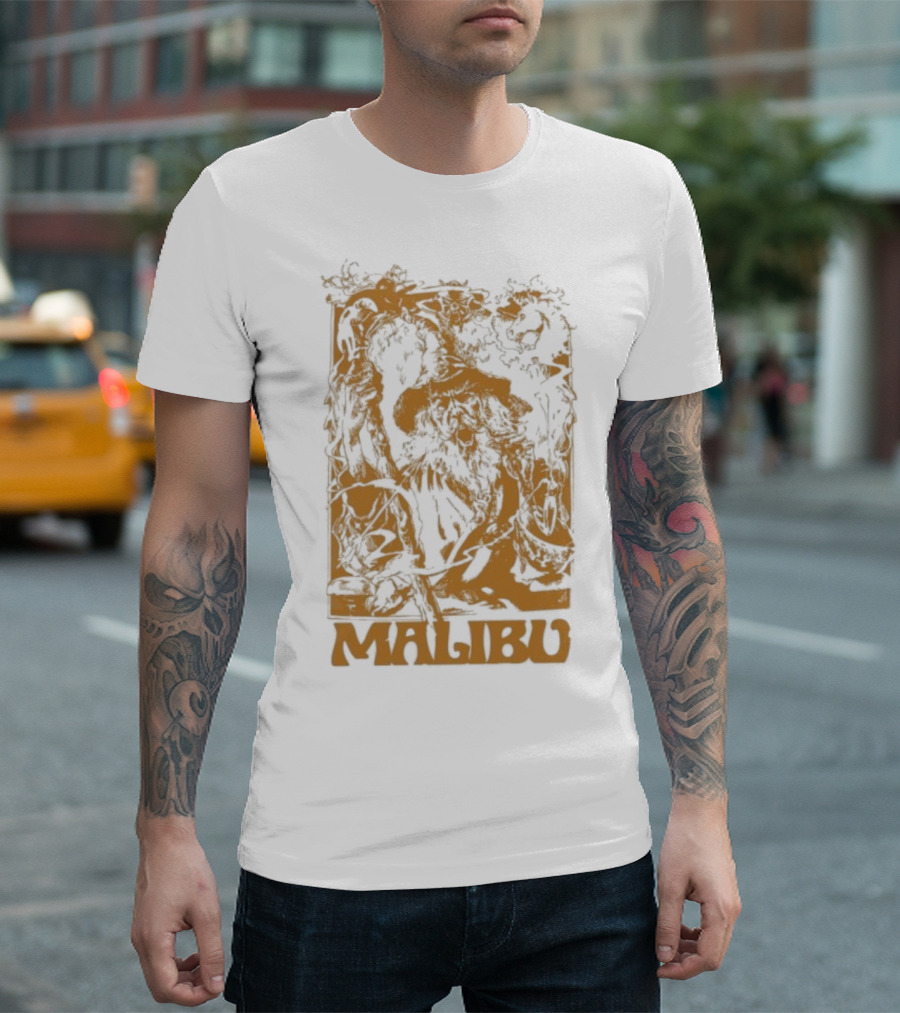 Malibu Wizard Mystical Floral Art Vintage Style T-Shirt