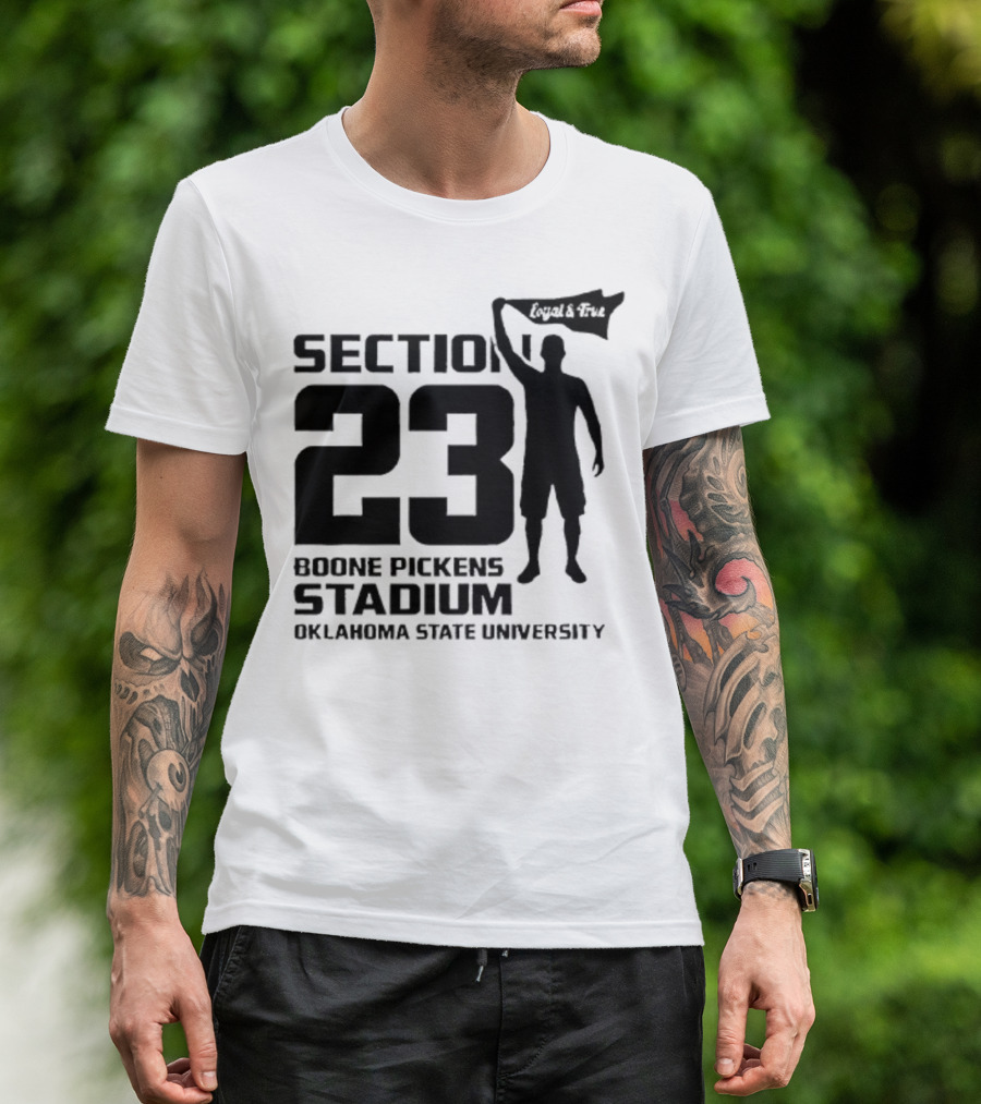 Section 23 Boone Pickens Stadium Oklahoma State University Pistol Pete T-Shirt