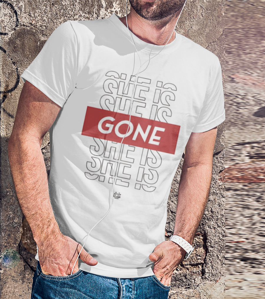 She Is Gone Bold Statement Red Highlight Repeat T-Shirt