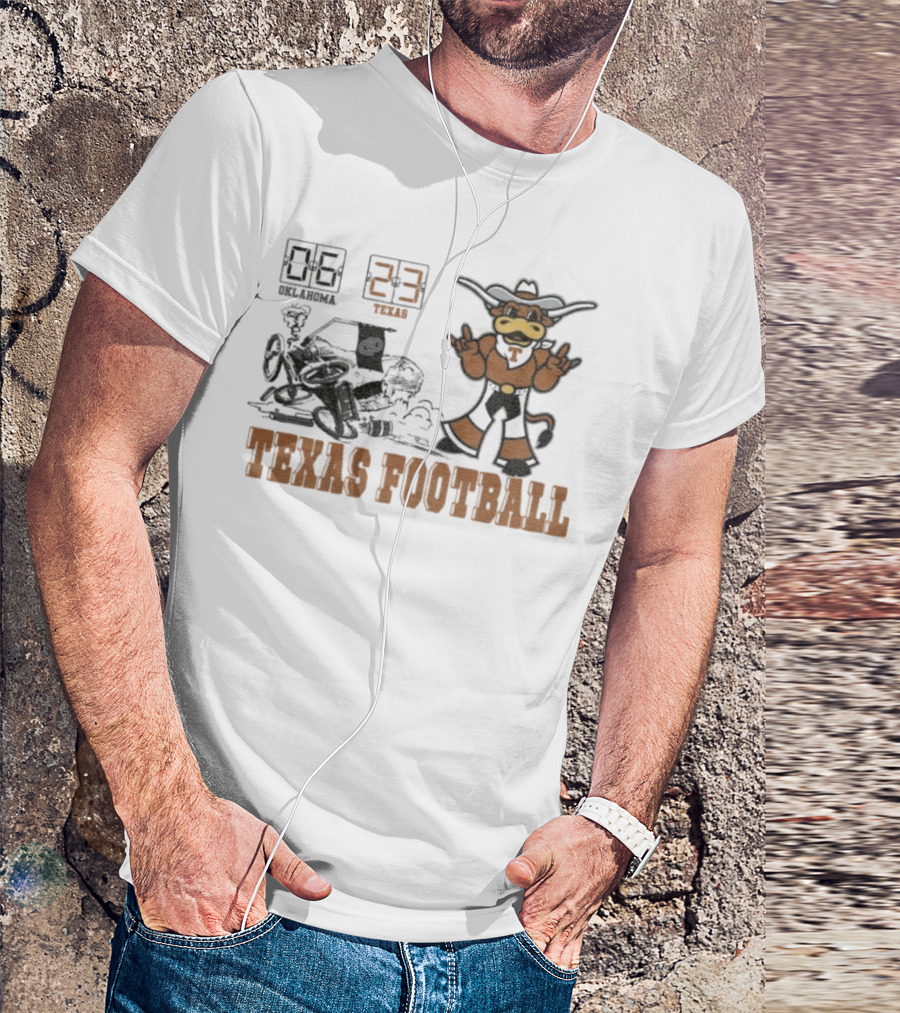 Oklahoma 6 Vs Texas 23 Longhorns Football Mascot Showdown 2025 T-Shirt