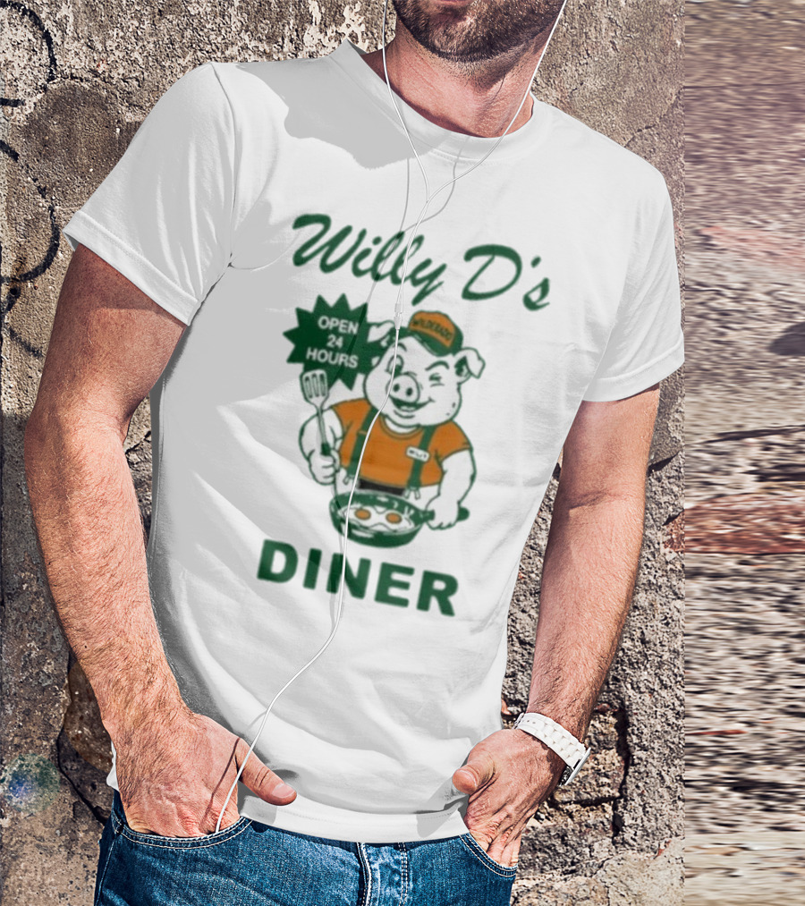 Wilderado Willy D's Diner Open 24 Hours Pig Cooking Eggs T-Shirt